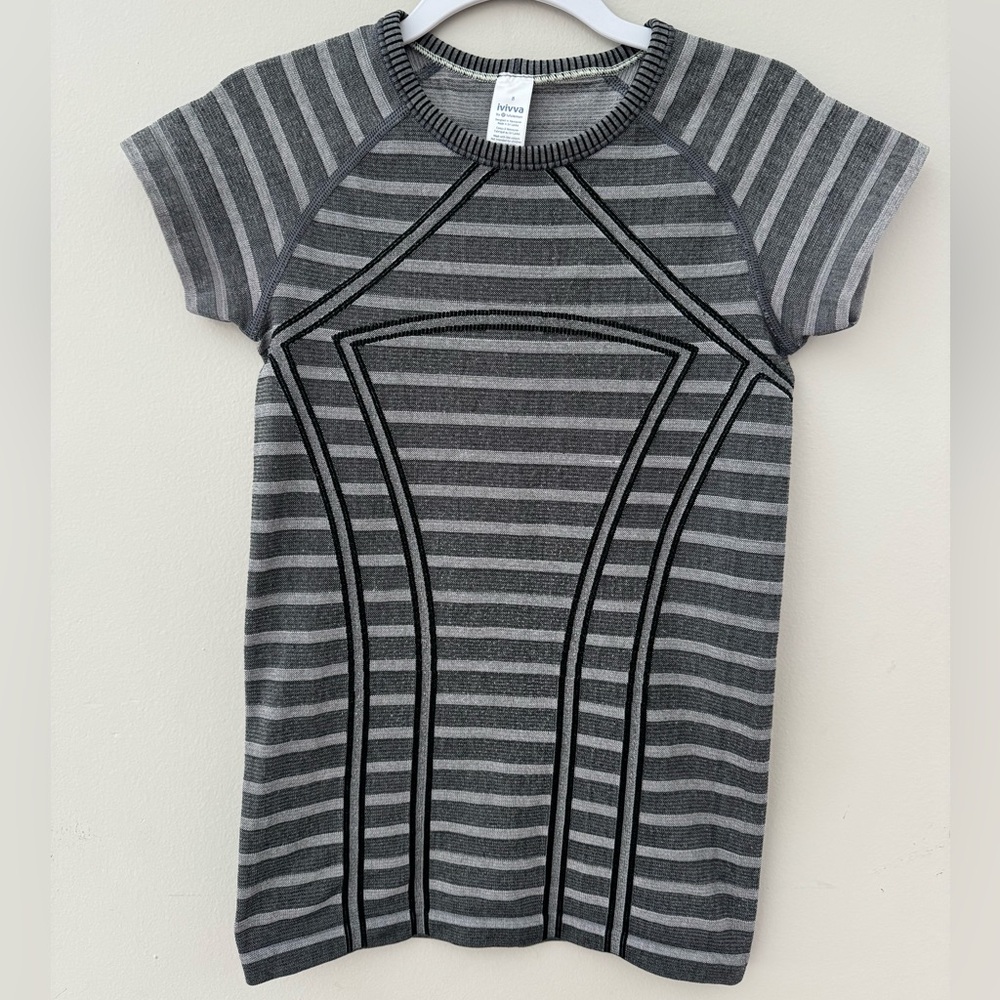 Ivivva by Lululemon Black and Gray Striped Top